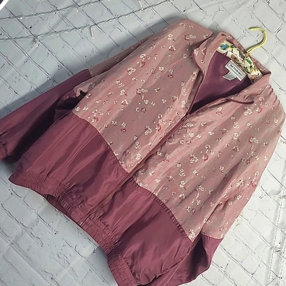 Vintage 90s Silk Exchange 100% Silk Floral Blush Pink Full Zip Jacket Womens  XL - Picture 4 of 17